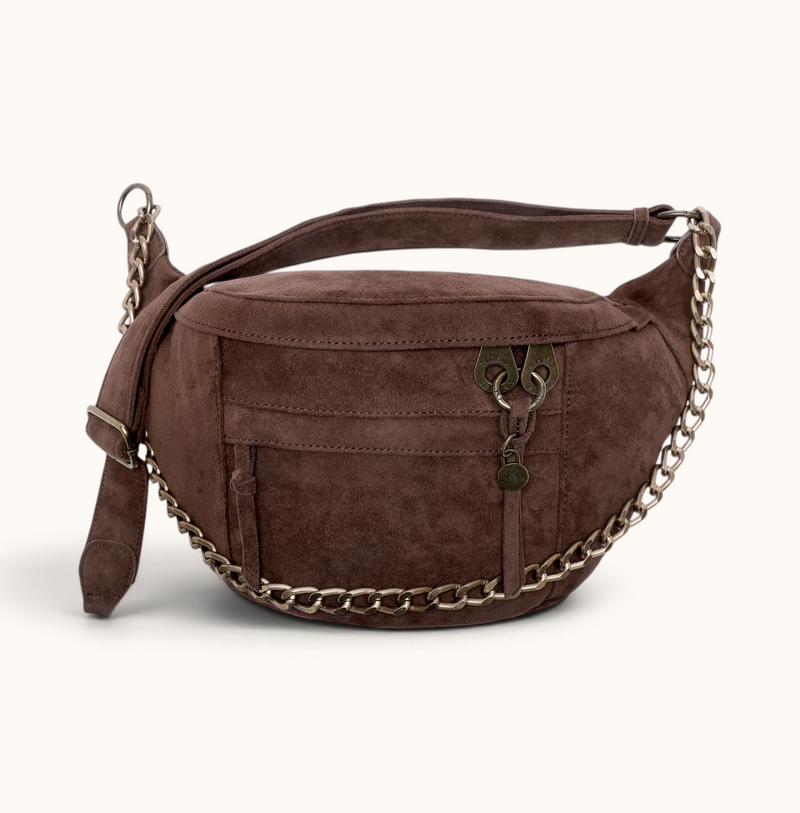 Large Crossbody Bag | Dark Brown Suede