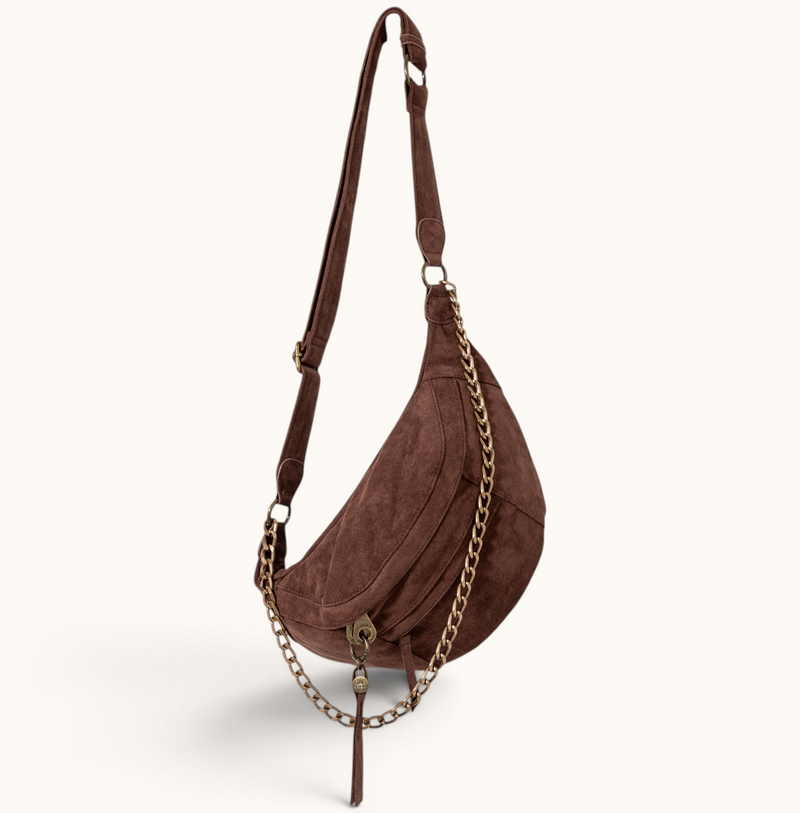 LARGE CROSSBODY BAG | DARK BROWN SUEDE
